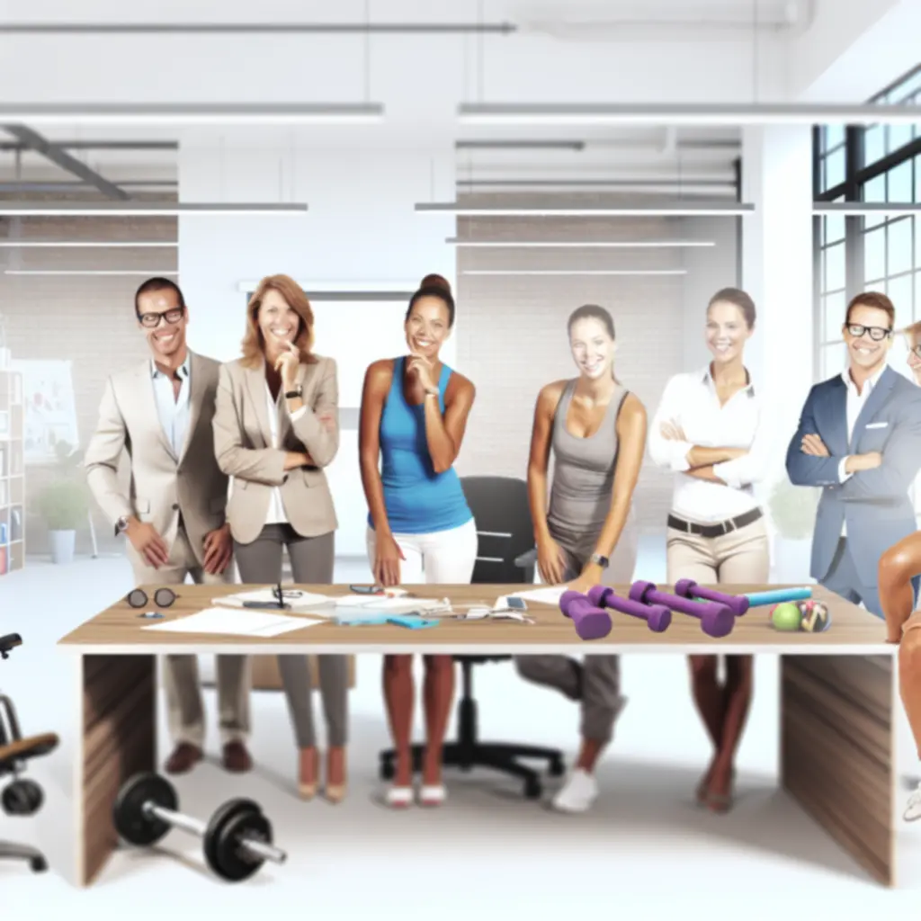 Zespół SportEssent pracujący wspólnie w biurze