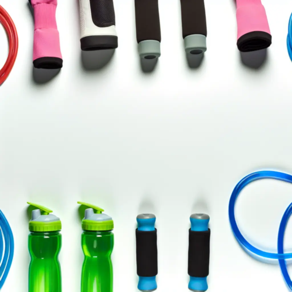 Zestaw akcesoriów treningowych ułożonych na ciemnym tle